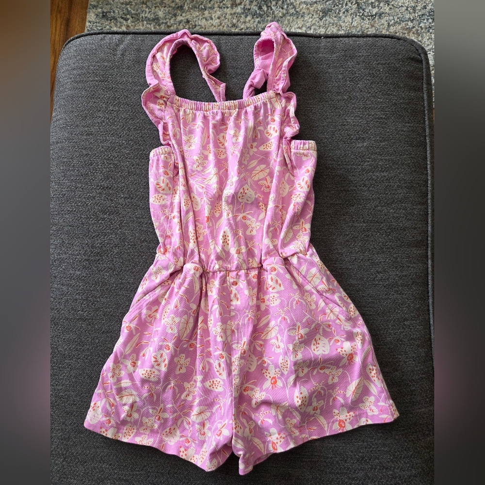 Tea Collection Pink Floral Romper Size 6